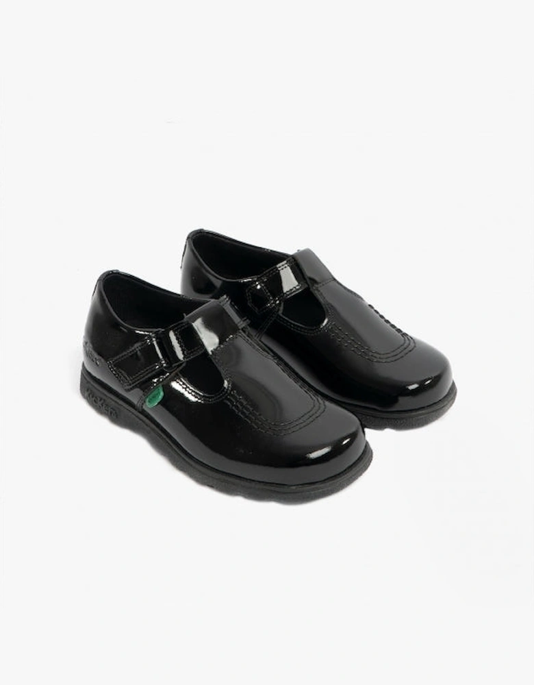 FRAGMA T-BAR Junior Girls Leather Shoes Patent Black