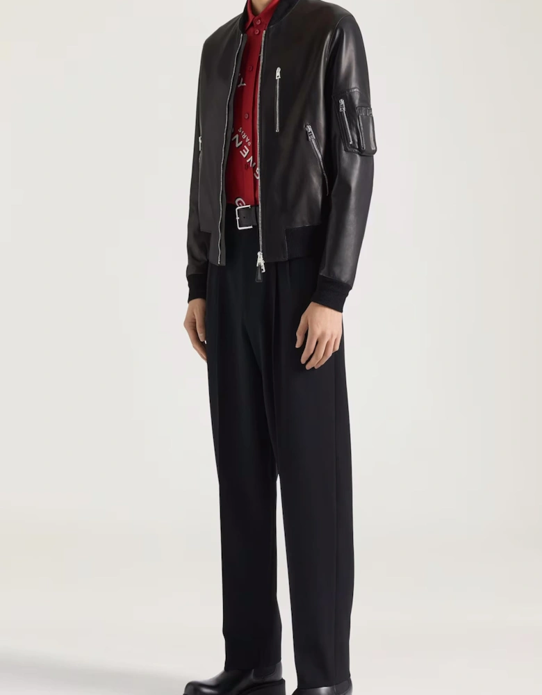 Leather Aviator Jacket Black