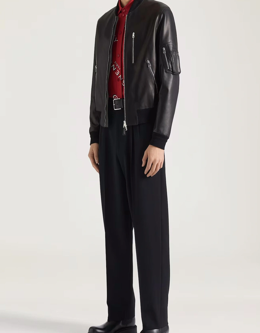 Leather Aviator Jacket Black