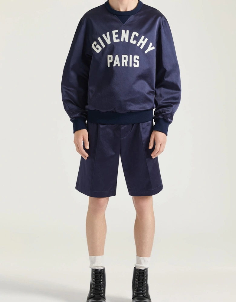 Satin Branded Sweatshirt Navy