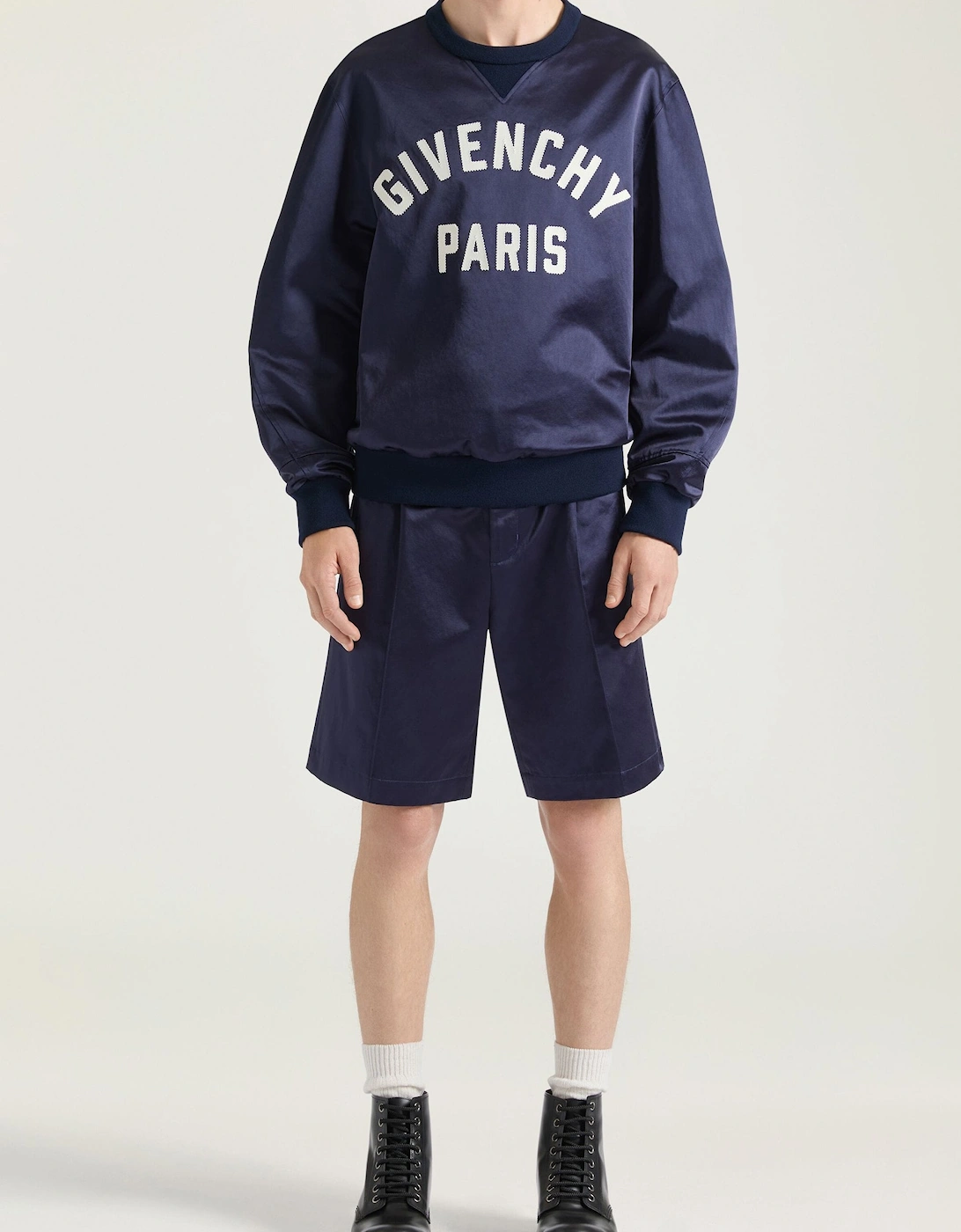 Satin Branded Sweatshirt Navy