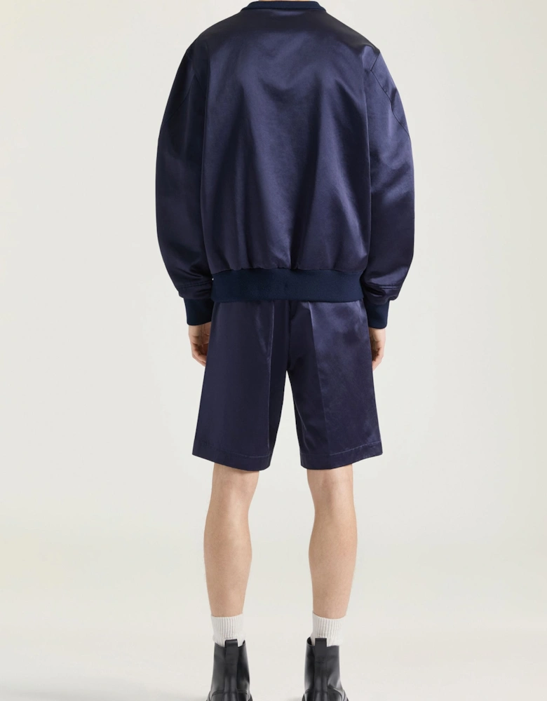 Satin Branded Sweatshirt Navy