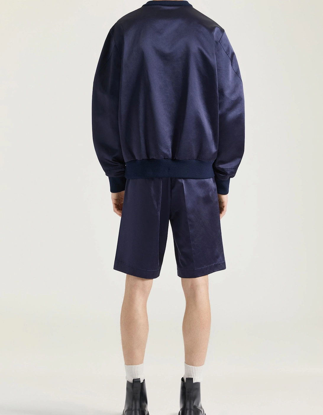 Satin Branded Sweatshirt Navy
