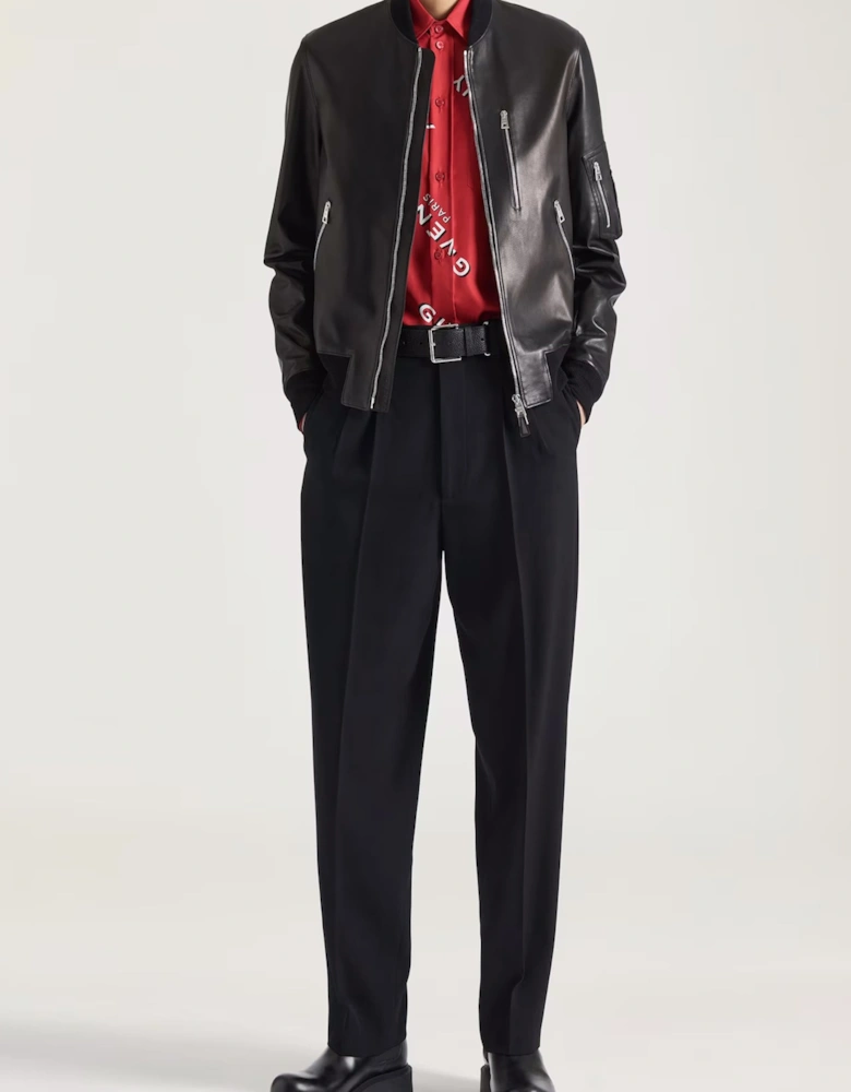 Leather Aviator Jacket Black