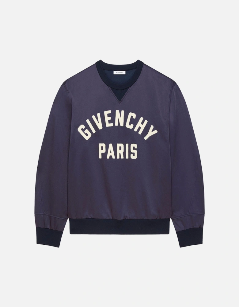 Satin Branded Sweatshirt Navy