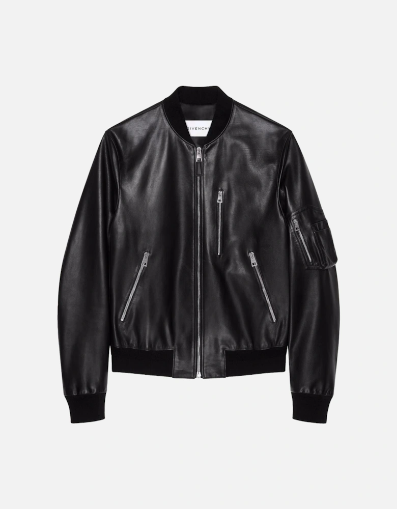 Leather Aviator Jacket Black
