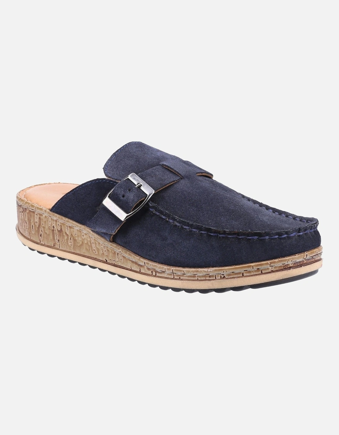 Sorcha Mule Leather Women's Navy Suede Sandals, 5 of 4
