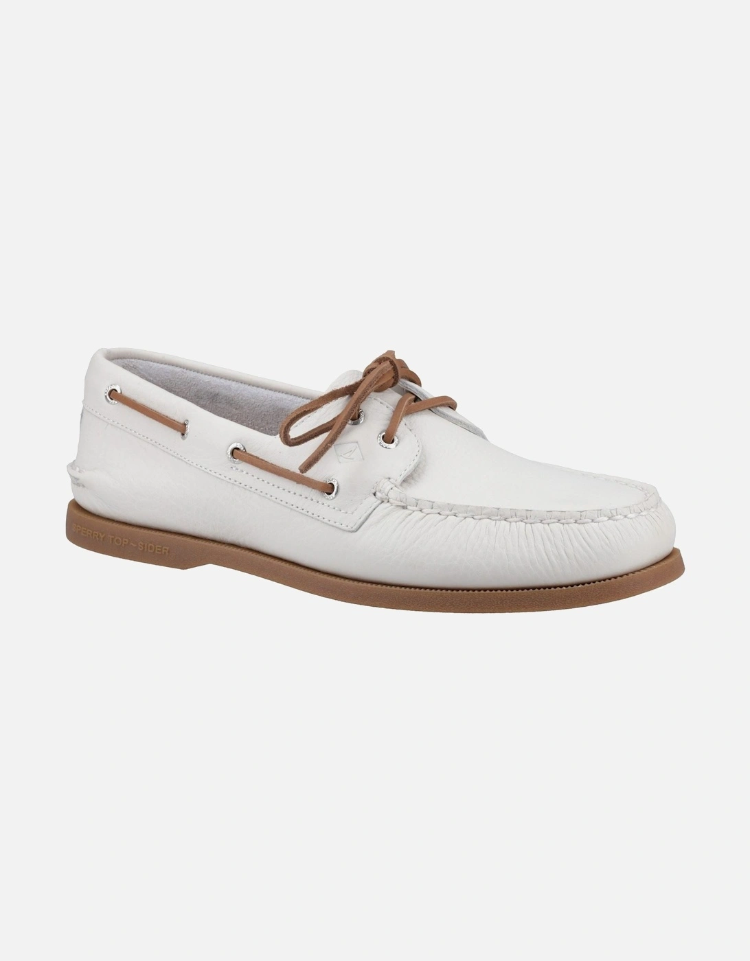 Sperry Authentic 2 Eye Leather Men's White/Gum Boat Shoes, 10 of 9