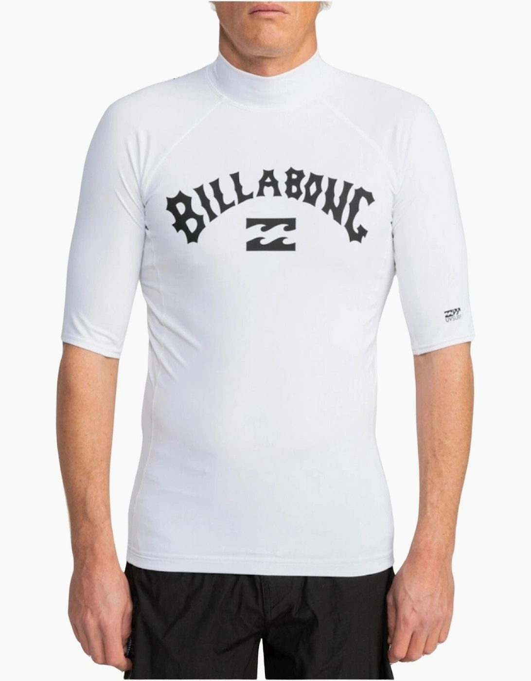 Men's Billabong Mens Logo Surf Short Sleeve Rash Vest - White - Size, 38
