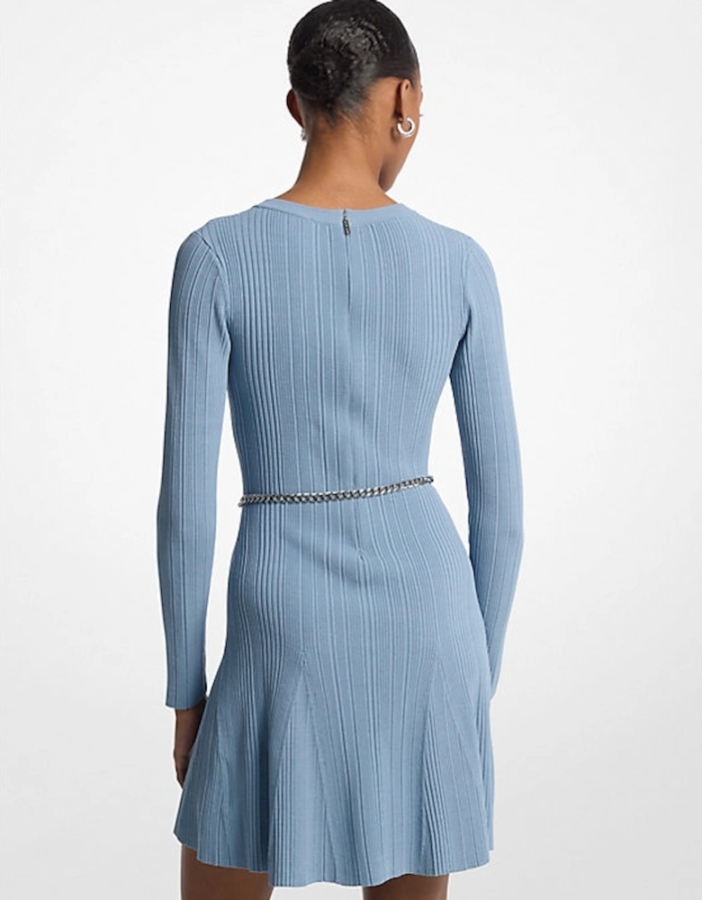 Stretch Knit Belted Dress