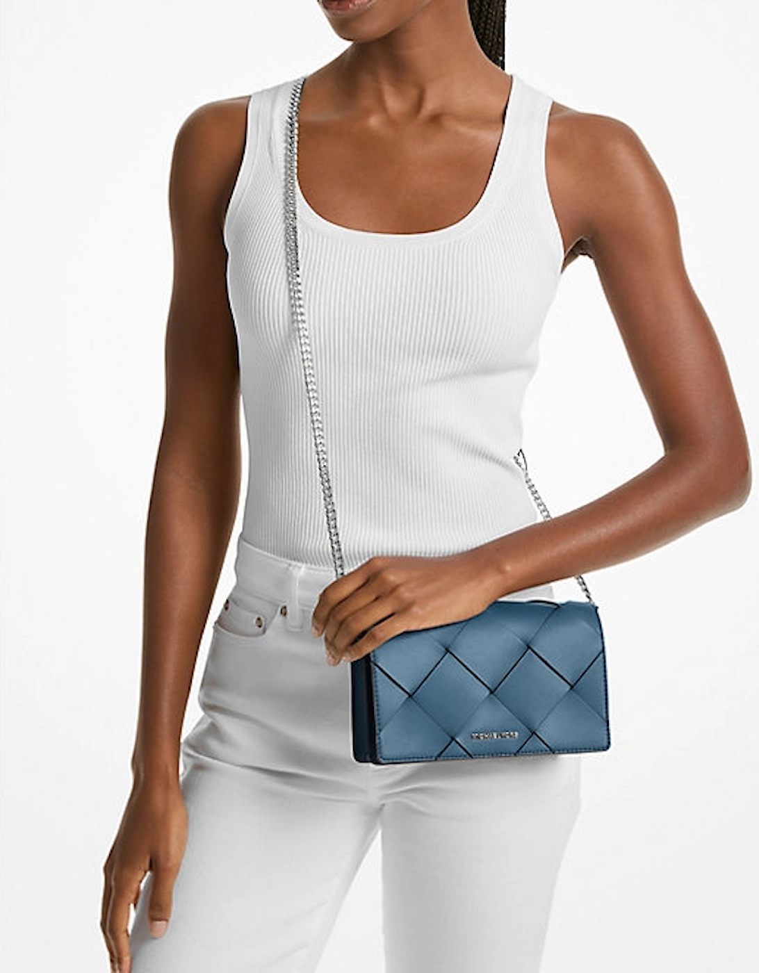 Jet Set Medium Woven Leather Crossbody Bag
