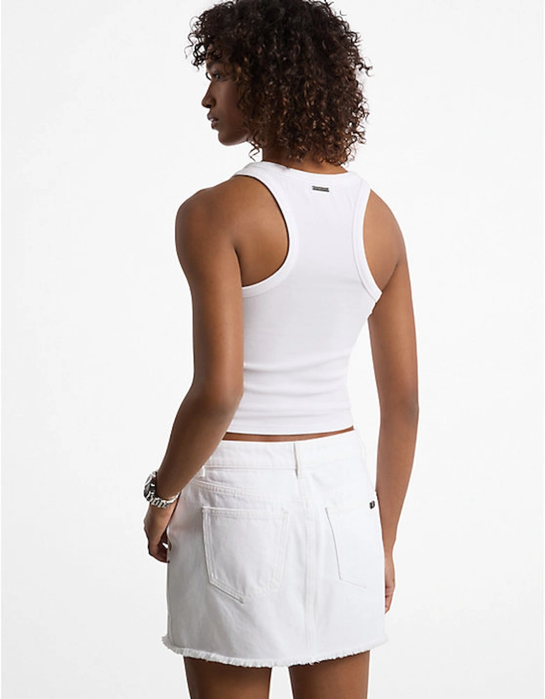 Tie-Front Ribbed Stretch Knit Tank Top