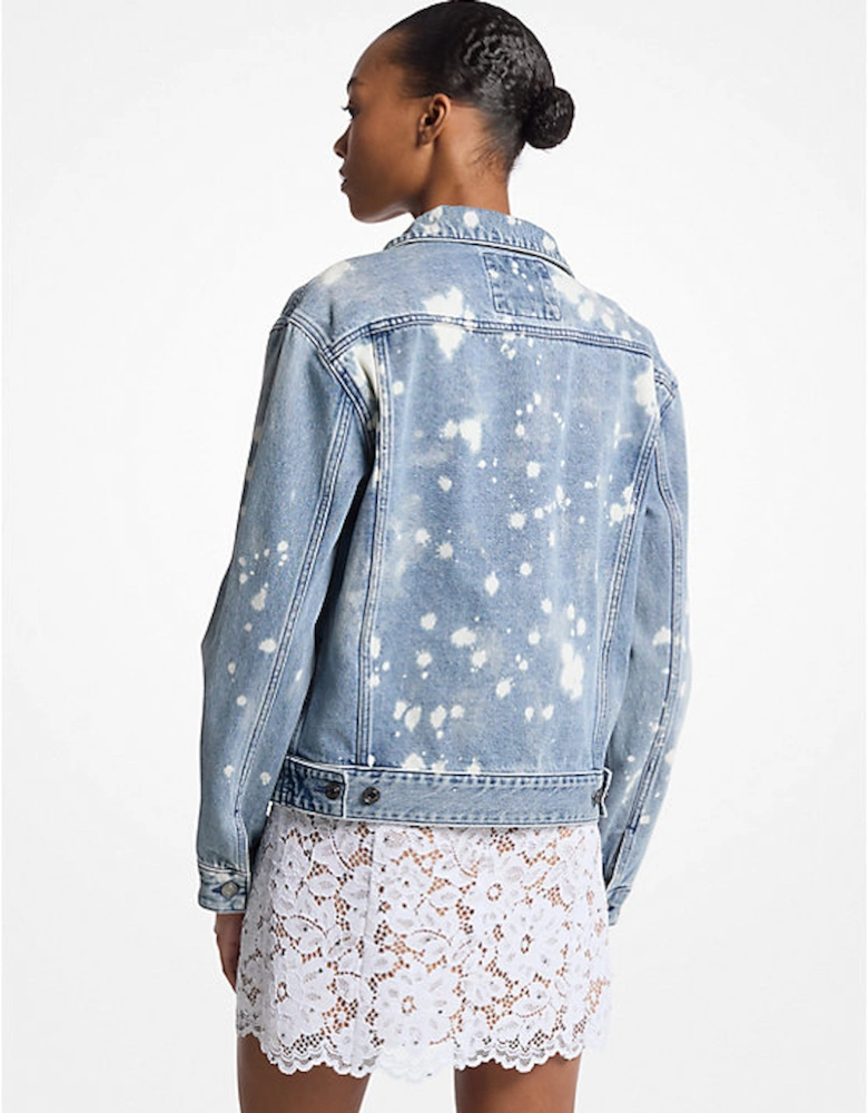 Hand-Splattered Denim Trucker Jacket