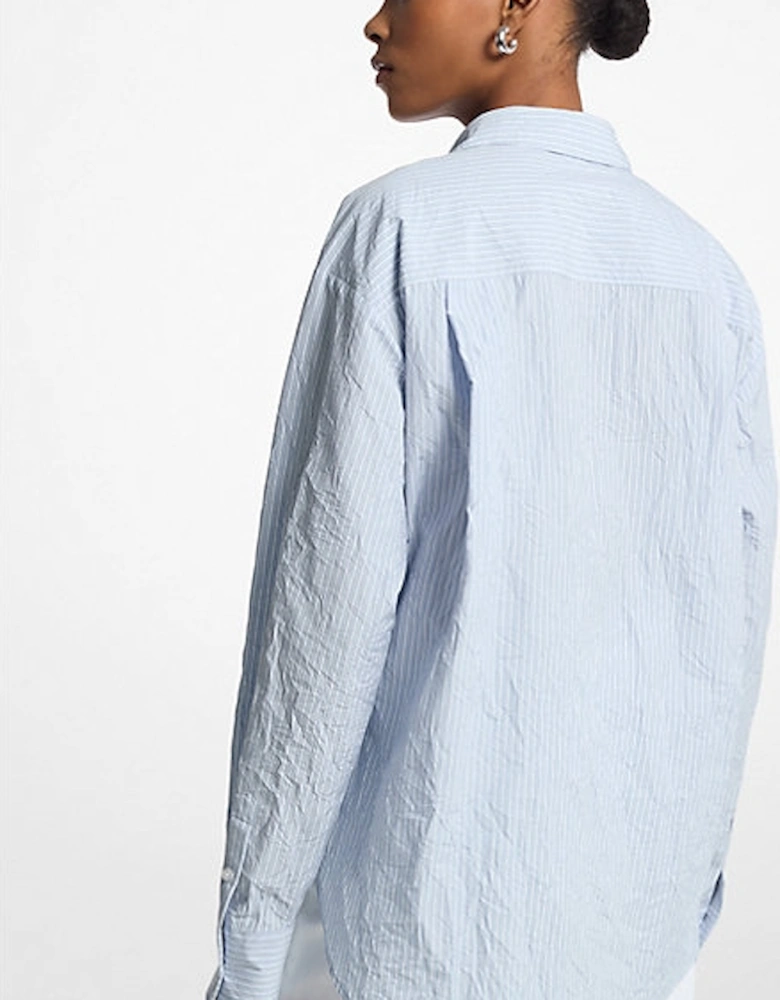 Striped Crushed Cotton Poplin Shirt