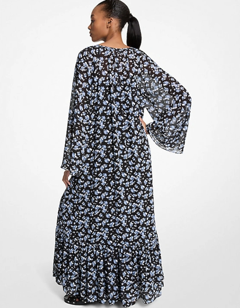 Belted Floral Georgette Maxi Dress