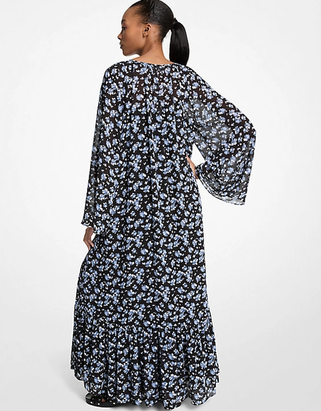 Belted Floral Georgette Maxi Dress