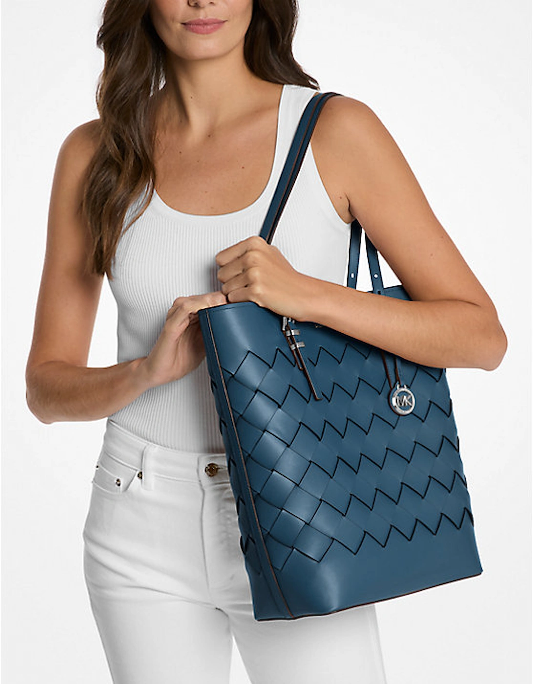 Quinn Large Woven Leather Tote Bag