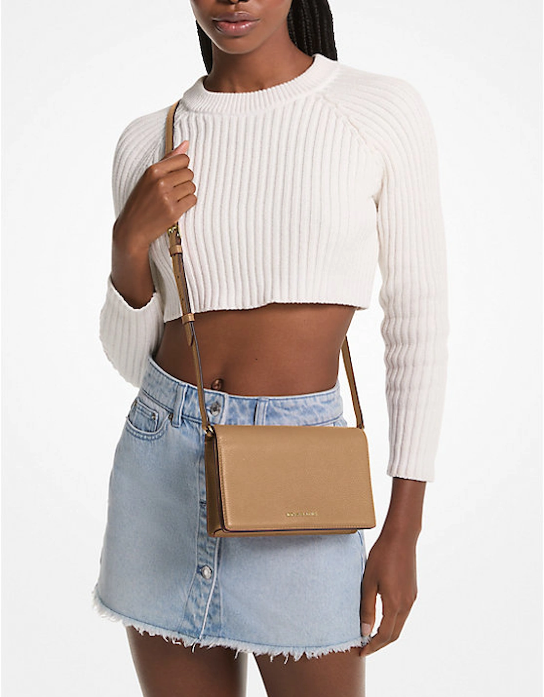 Jet Set Medium Pebbled Leather Front-Flap Crossbody Bag