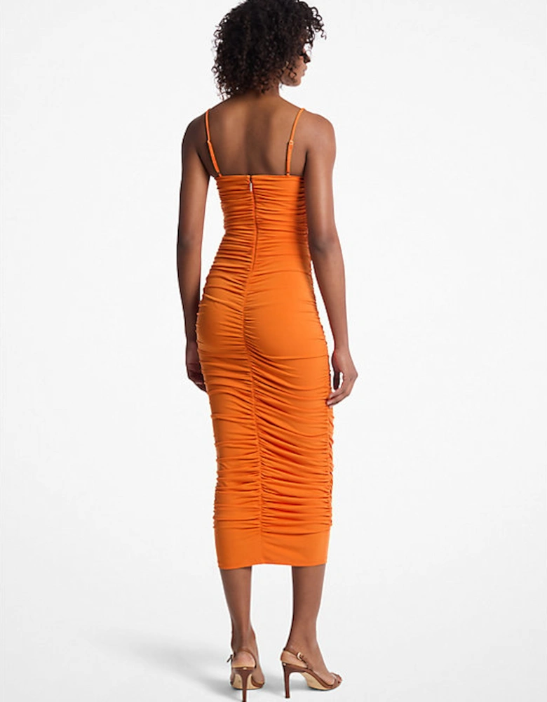 Ruched Stretch Matte Jersey Dress