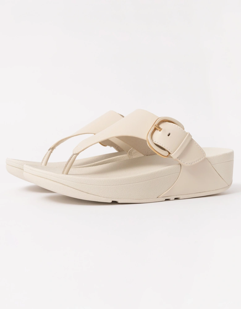 Womens Lulu Resin-Buckle Leather Toe-Post Sandals