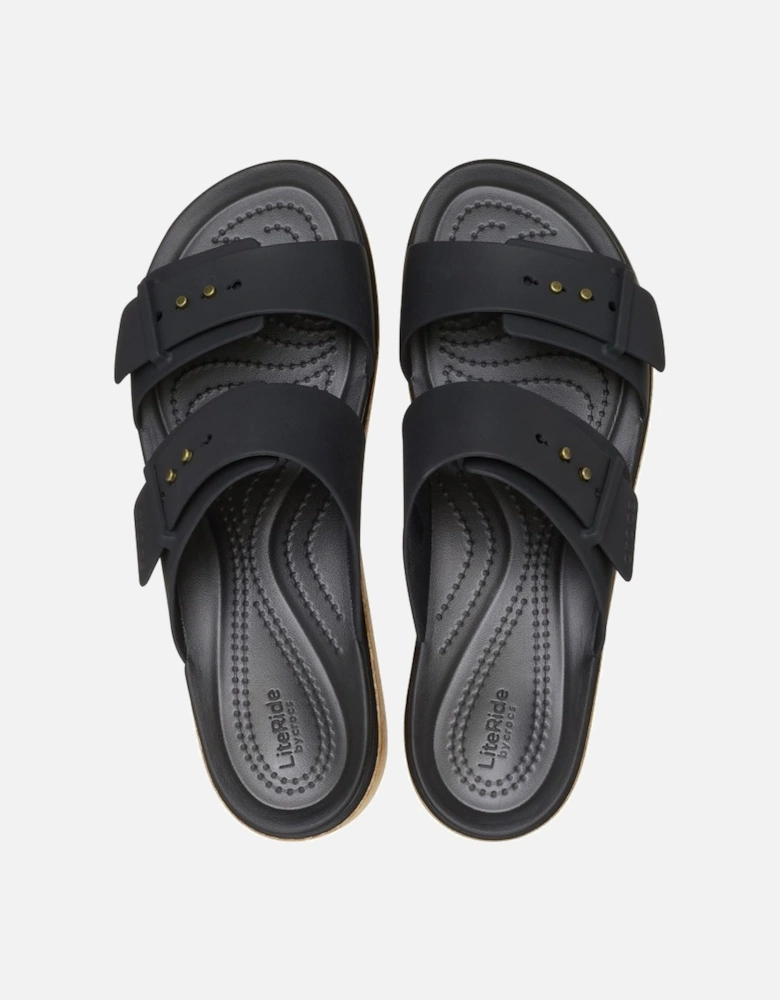 Brooklyn Buckle Womens Low Wedge Sandals