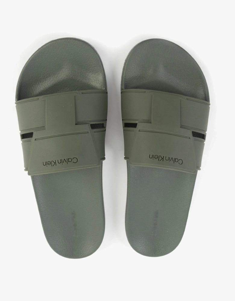 POOL SLIDE DOUBLE T Mens Sliders Dark Olive