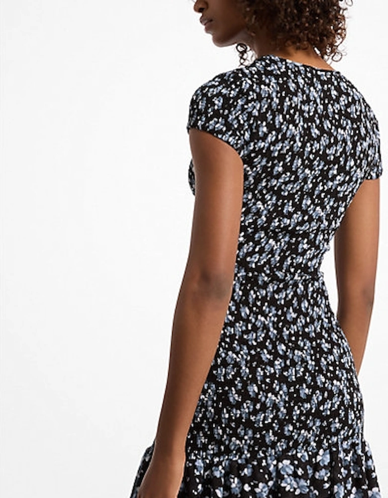 Floral Print Stretch Matte Jersey Dress