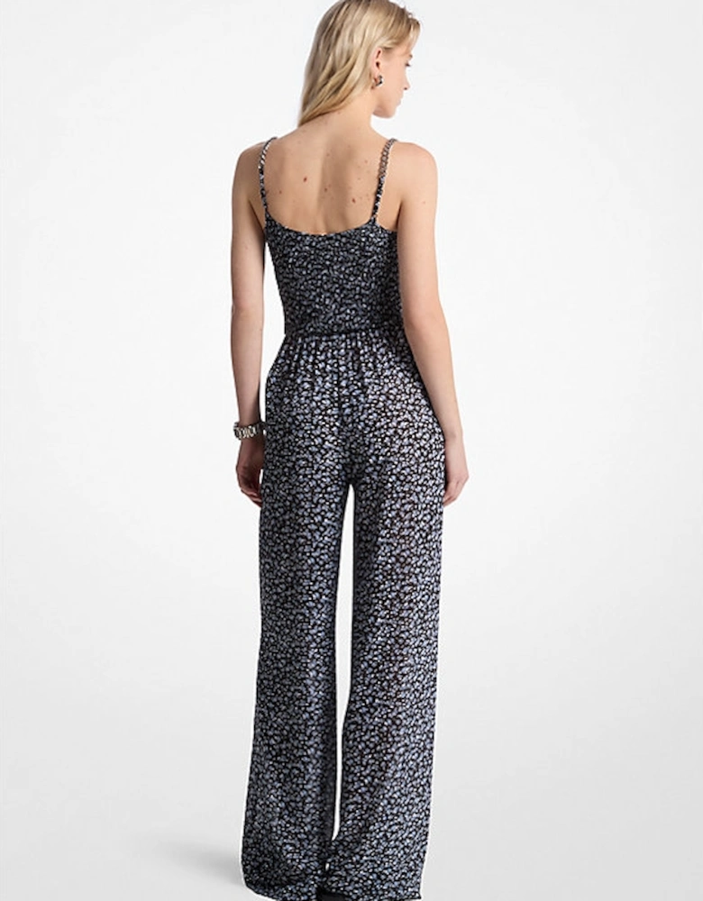 Floral Print Georgette Embellished Jumpsuit