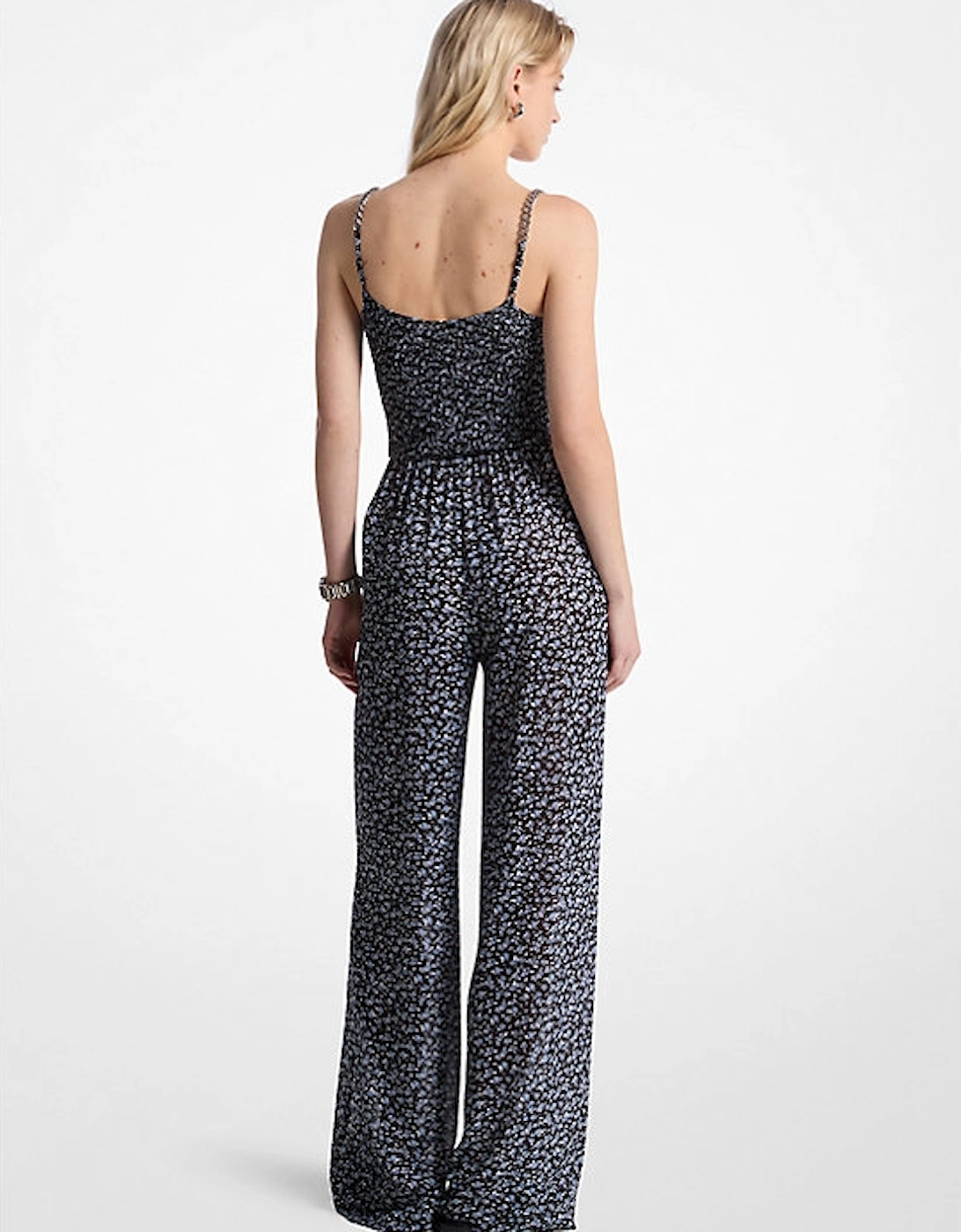 Floral Print Georgette Embellished Jumpsuit