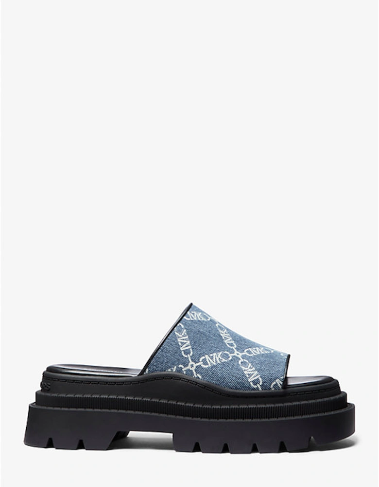 Kendra Empire Diamond Jacquard Denim Slide Sandal