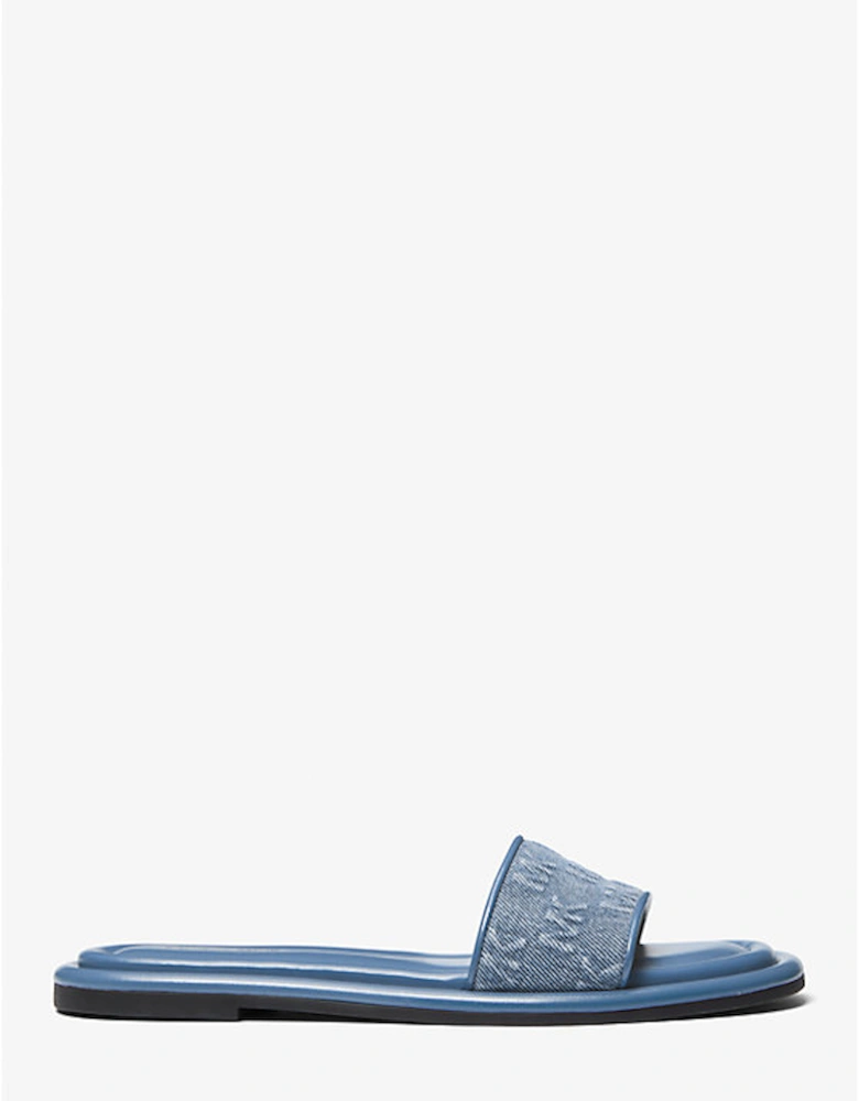 Dana Logo Embossed Denim Slide Sandal