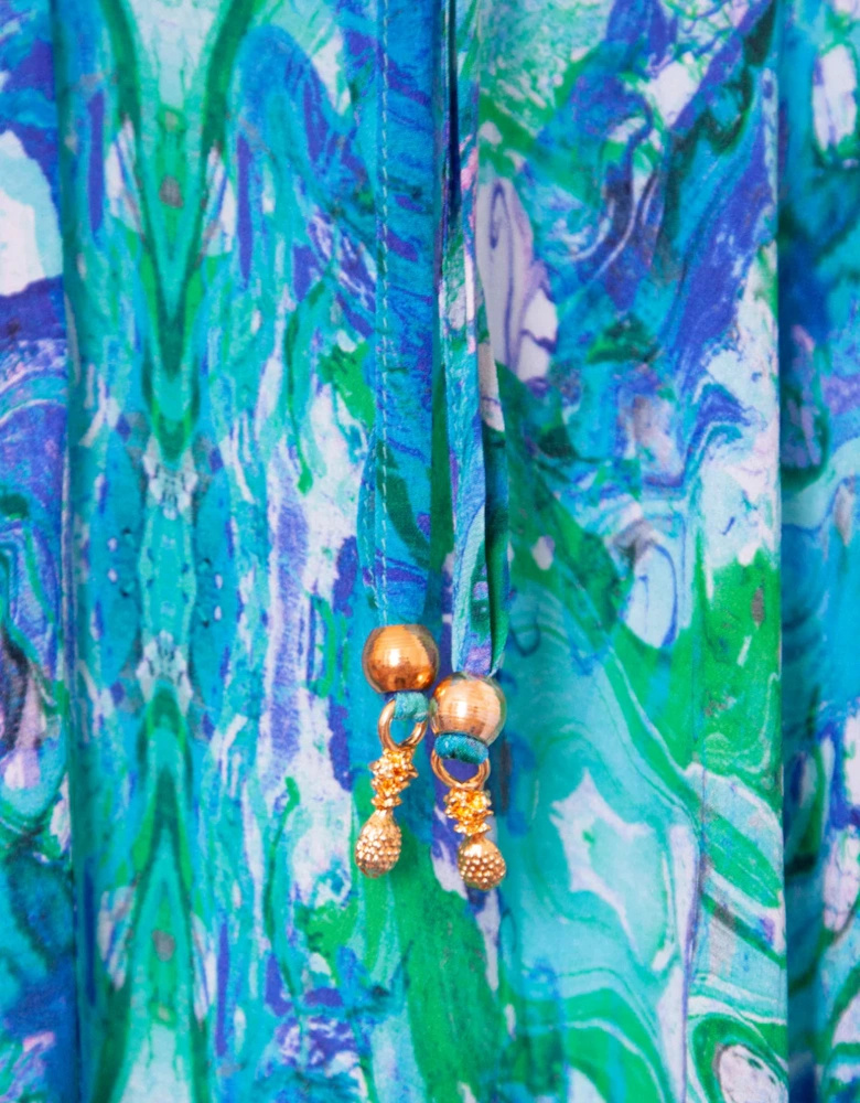 Turquoise glow silk Ibiza dress