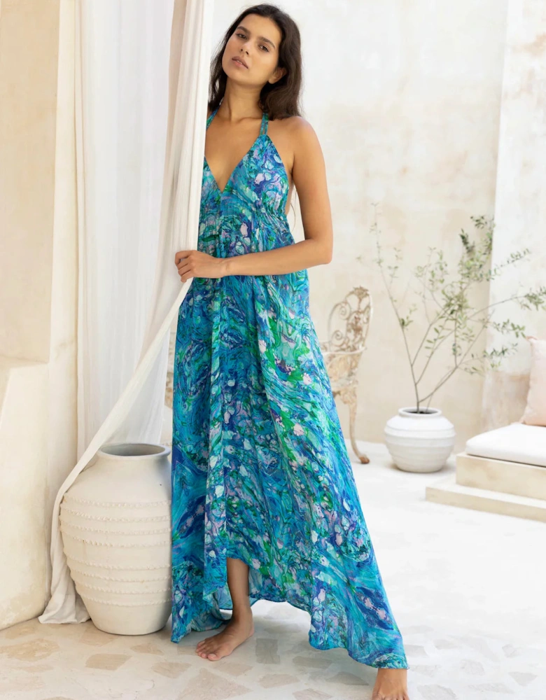 Turquoise glow silk Ibiza dress