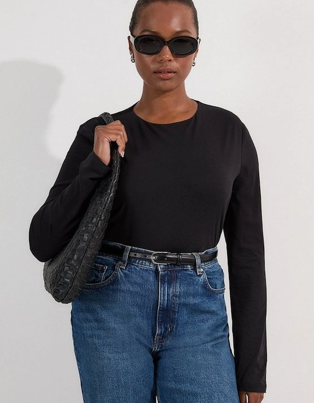 Plus Size Stretch Cotton Crew Neck Long Sleeve Top, 2 of 1