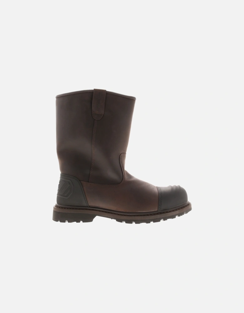 Mens Safety Boots Steel ToeThor Leather Slip On brown UK Size