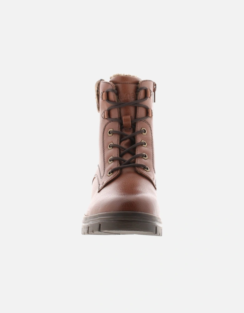 Womens Ankle Boots Jia Lace Up Dark tan UK Size