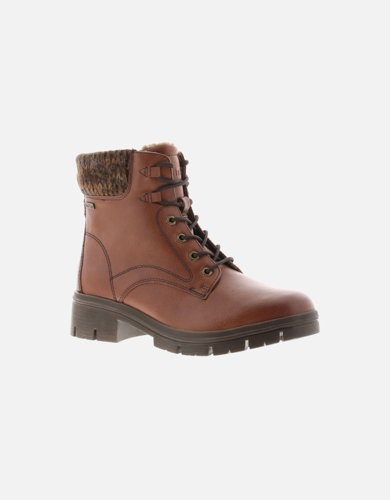 Womens Ankle Boots Jia Lace Up Dark tan UK Size