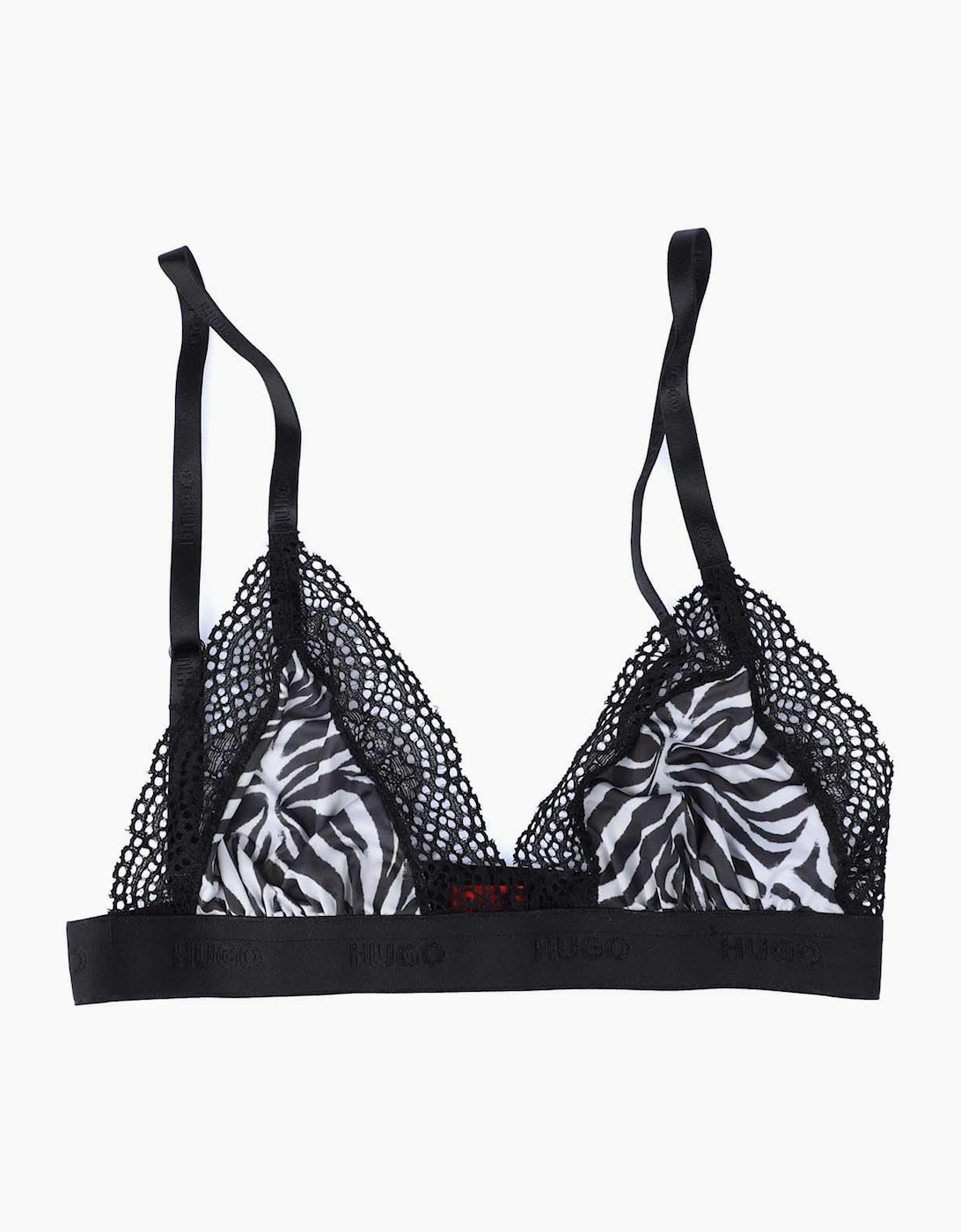 Hugo Boss Women's Unpadded Zebra Print Triangle Bra - White - Size: 12