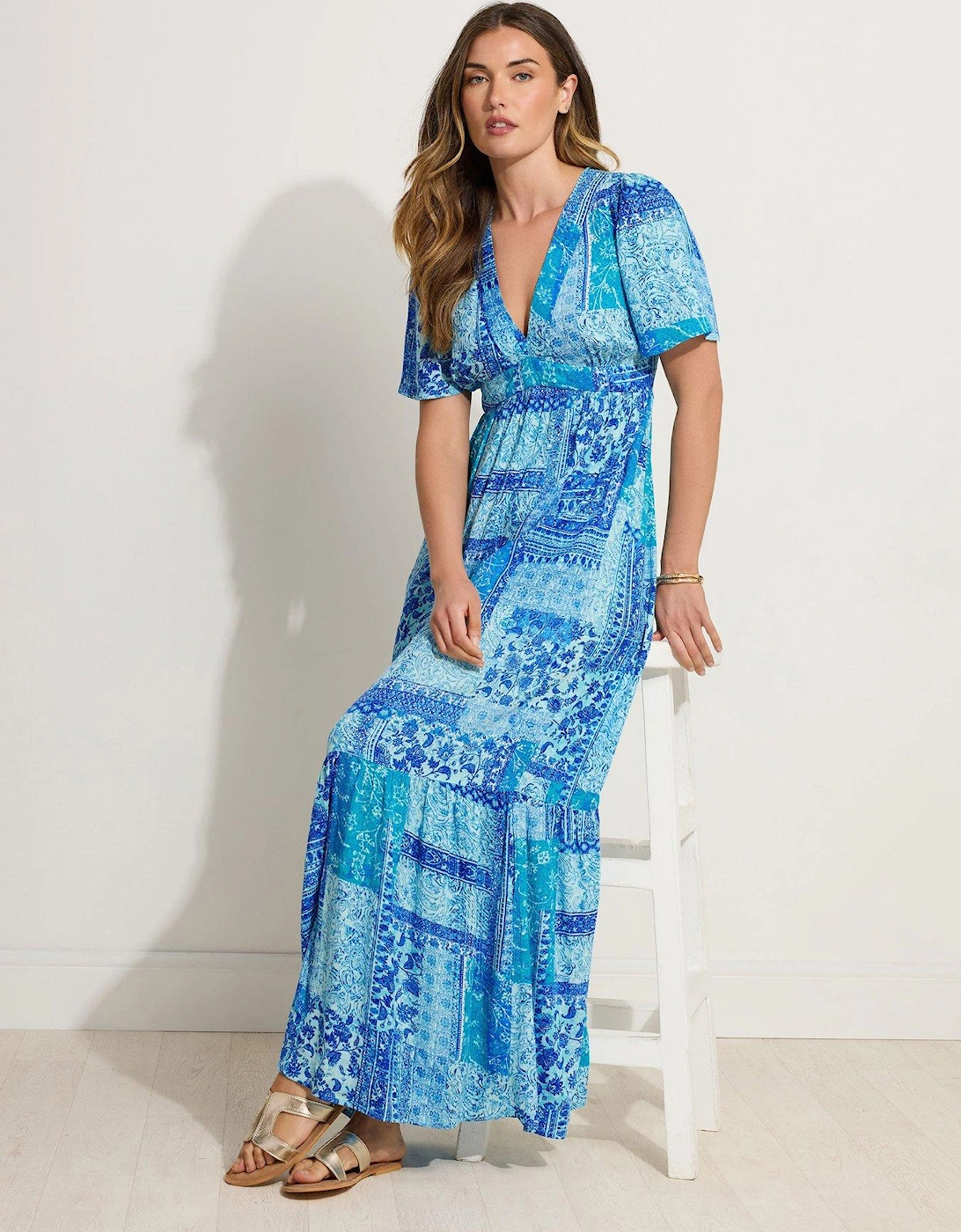 Tile Crinkle Maxi Dress - Blue, 2 of 1