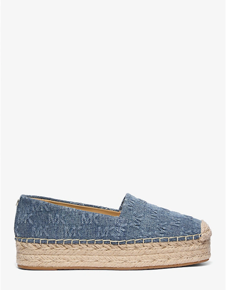 Lynn Logo Embossed Denim Platform Espadrille