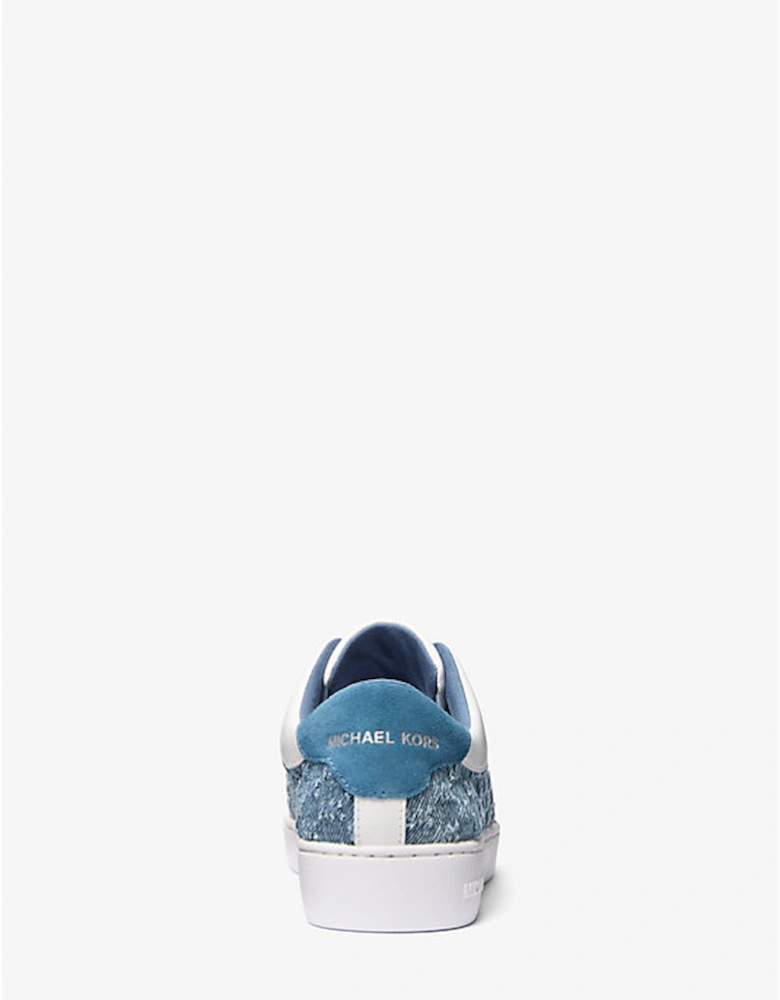 Keaton Logo Embossed Denim and Leather Zip-Up Sneaker