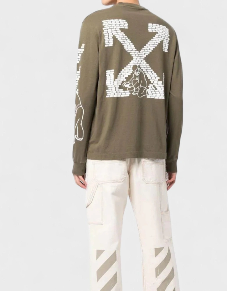 Bricks Arrow Long Sleeve T Shirt Army Green