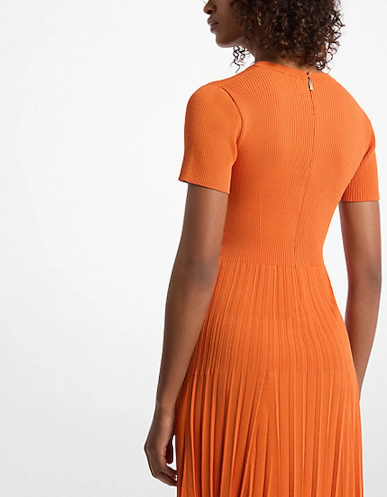 Ribbed Knit Short-Sleeve Dress