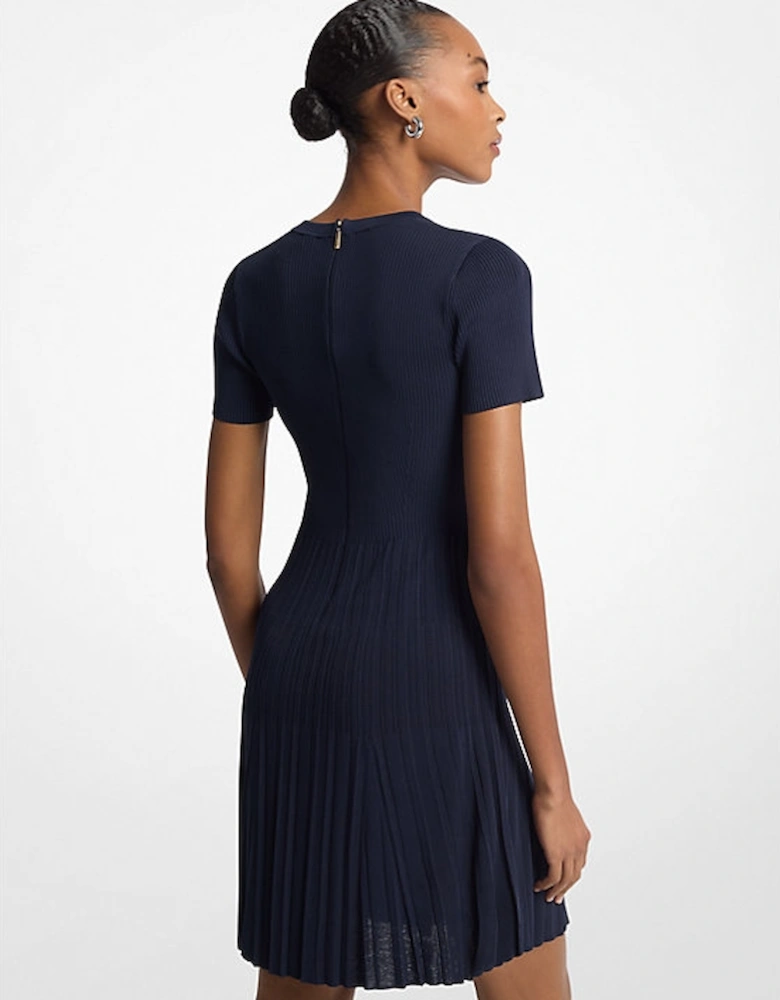 Ribbed Knit Short-Sleeve Dress