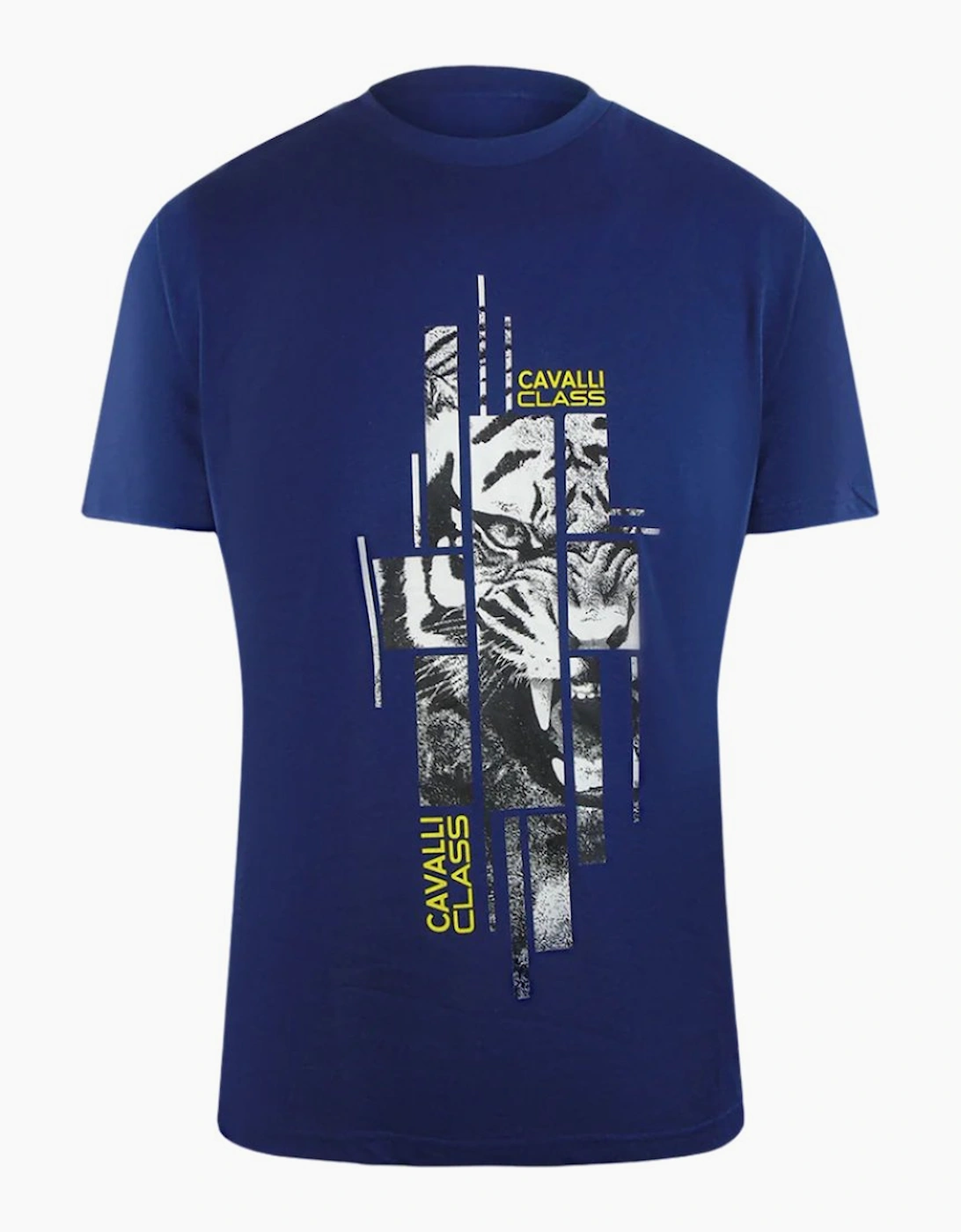 Roberto Cavalli Men's Blue Cavalli Class Abstract Tiger Logo T-Shirt  42 Xl
