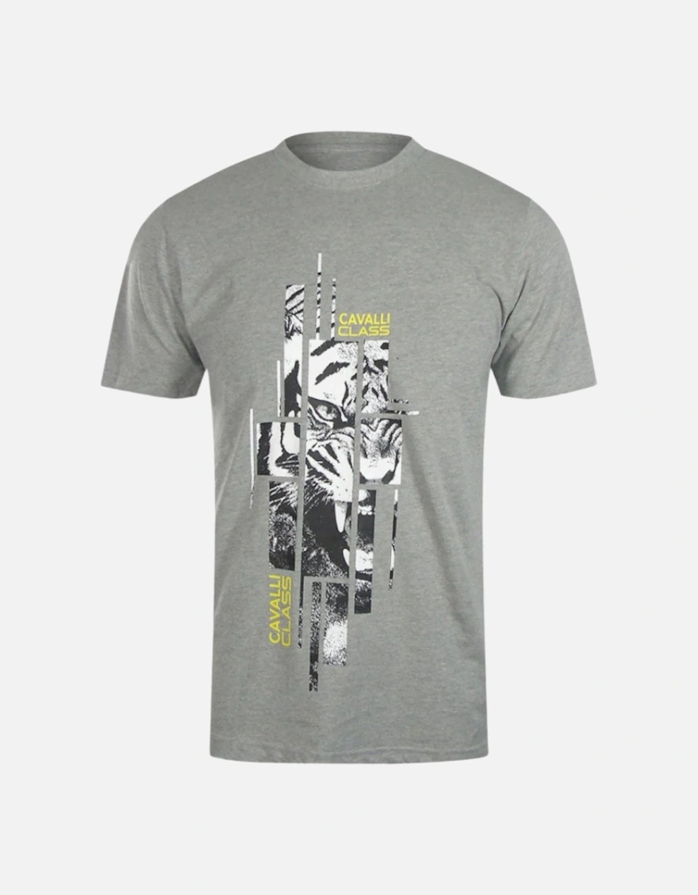 Cavalli Class Abstract Tiger Logo Grey T-Shirt