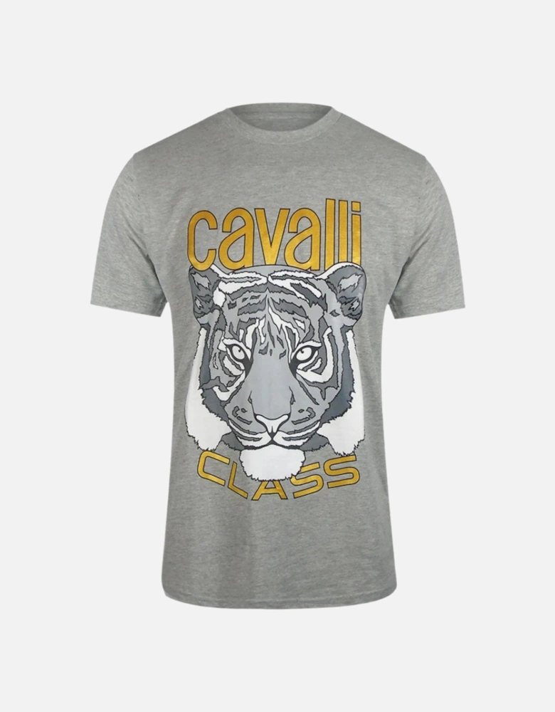 Cavalli Class Bold Tiger Graphic Grey Melange T-Shirt