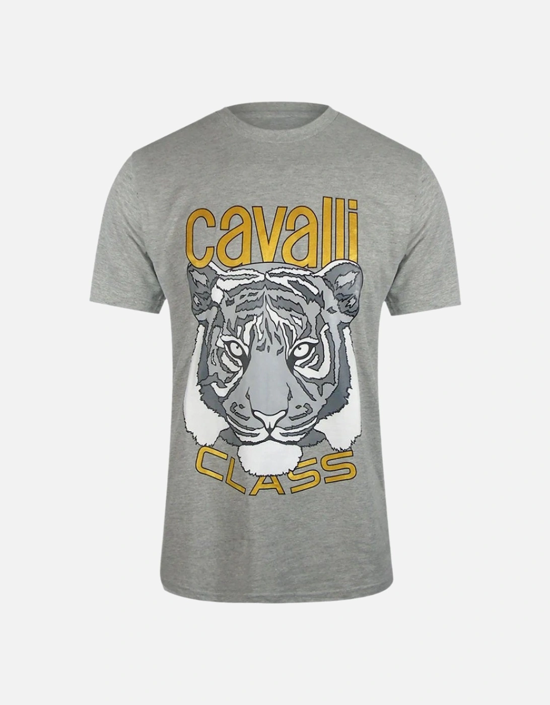 Cavalli Class Bold Tiger Graphic Grey Melange T-Shirt, 3 of 2