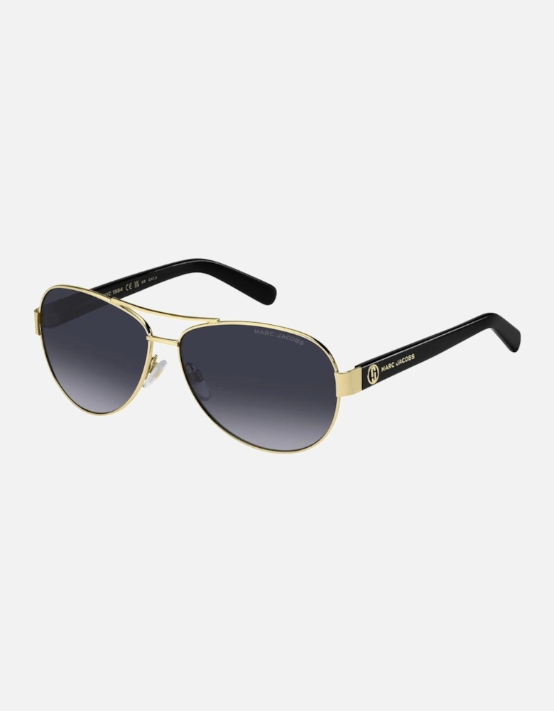 Grey Gradient Lensed Gold Detail Black Sunglasses