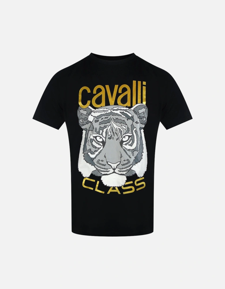 Cavalli Class Bold Tiger Graphic Black T-Shirt